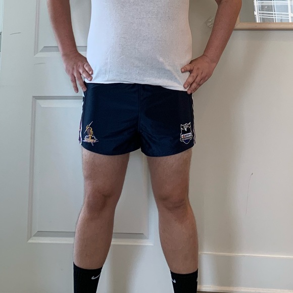 Mens 2XL XXL Navy ISC Team NRL Melbourne Storm Rugby Footy Replica Shorts Used - Picture 2 of 9